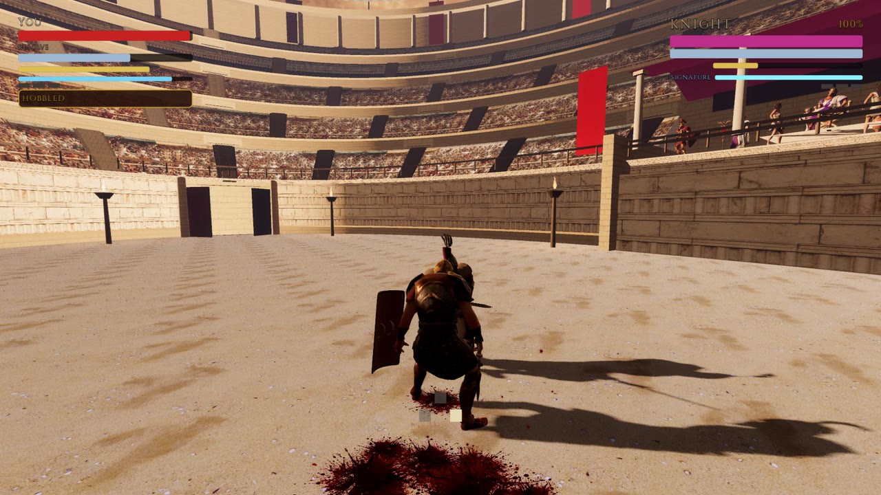 Gladius and scutum duel in the Grand Colosseum