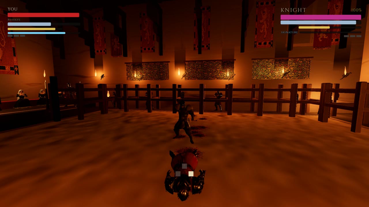 A disarmed knight fights on bare-handed