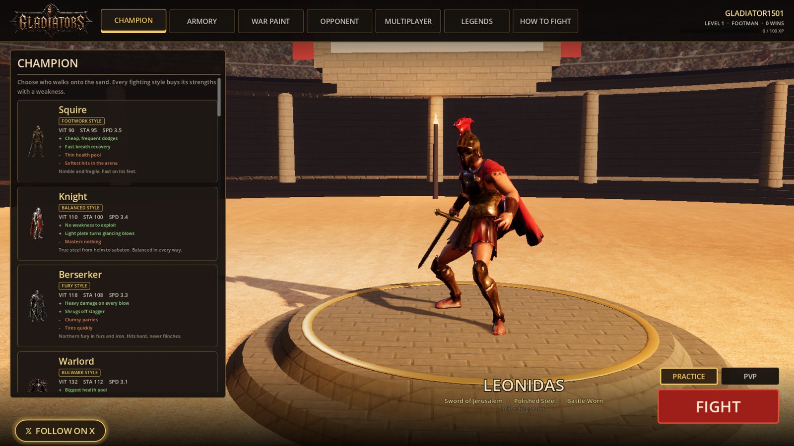 Champion select — Leonidas on the lobby stage